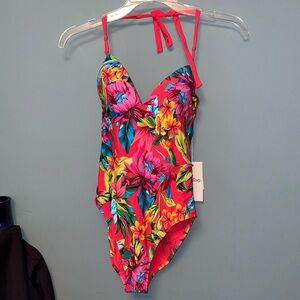KikiRio Juno Halter One Piece in Coral Tropic Size XS